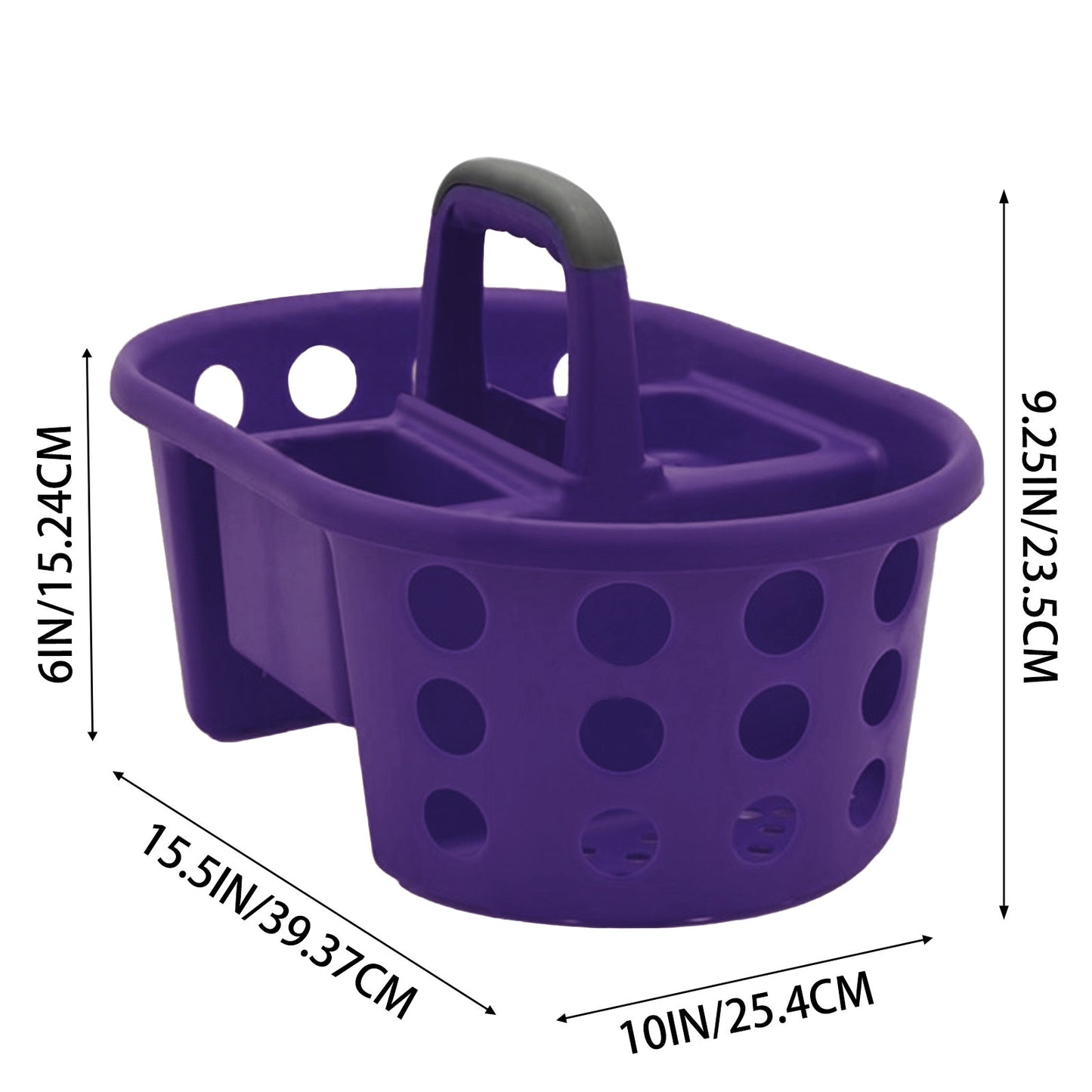 SimplyKleen Large Portable Storage Caddies, 2-Pack Purple Plastic Storage Baskets with Handles for Home, Kitchen, Bathroom & Dorm