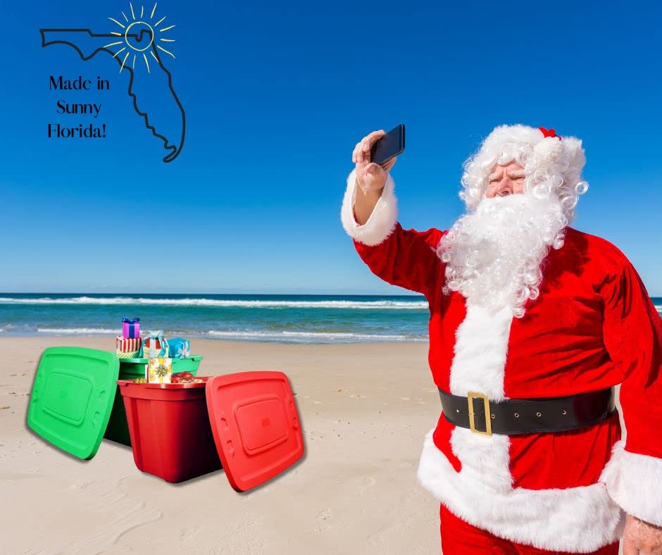 Simplykleen-18Gal 72Qt Plastic Storage Containers Bins with Lids, Stackabl Storage Bins, Nestable Organizer, Plastic Storage Totes feor Christmas Holiday, Made in the USA (Green, 4 Packs)