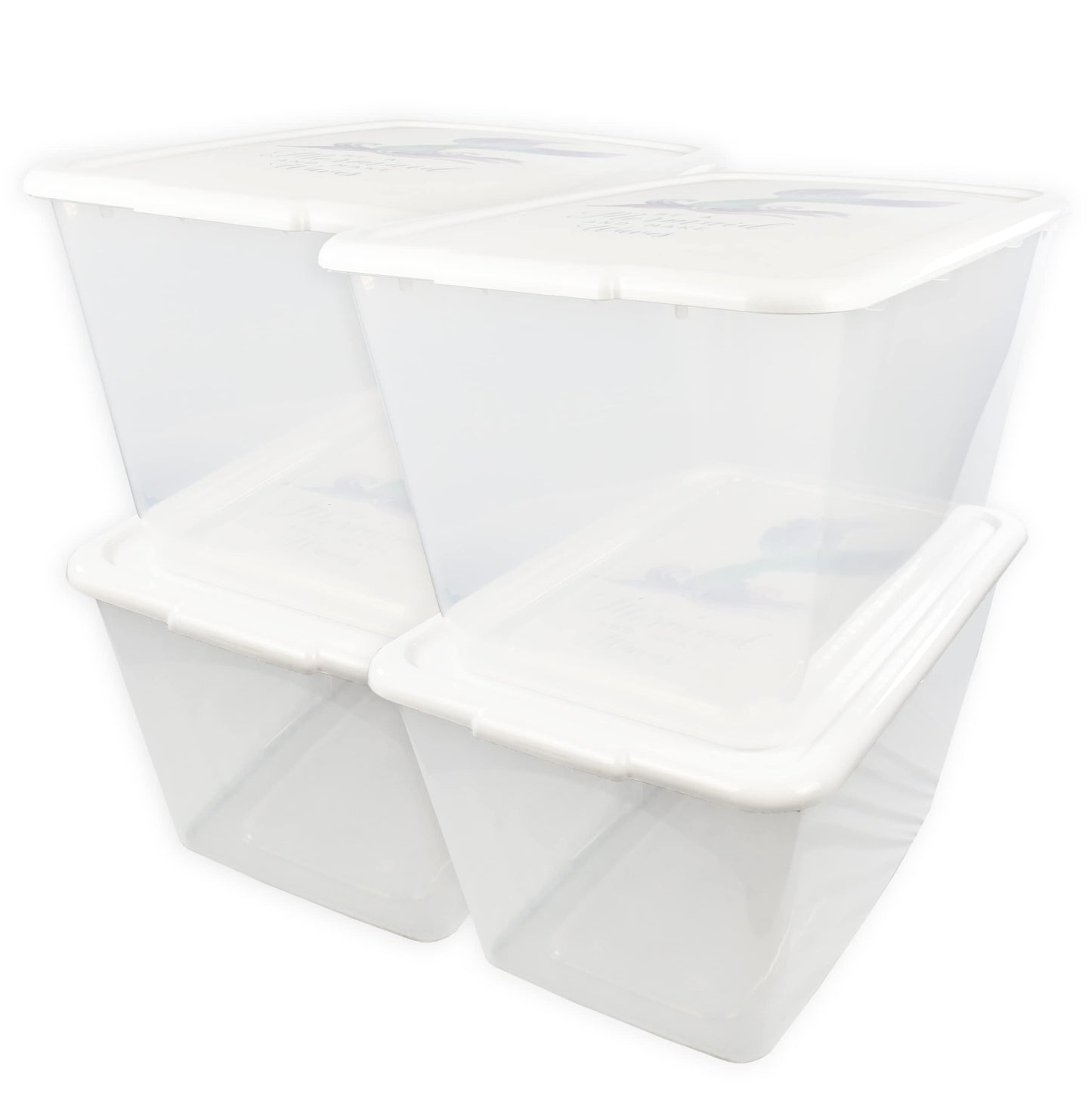 Simplykleen- 14.5gal. Reusable Stacking Clear Plastic Storage Containers with Mermaid Print Lids (Pack of 4)