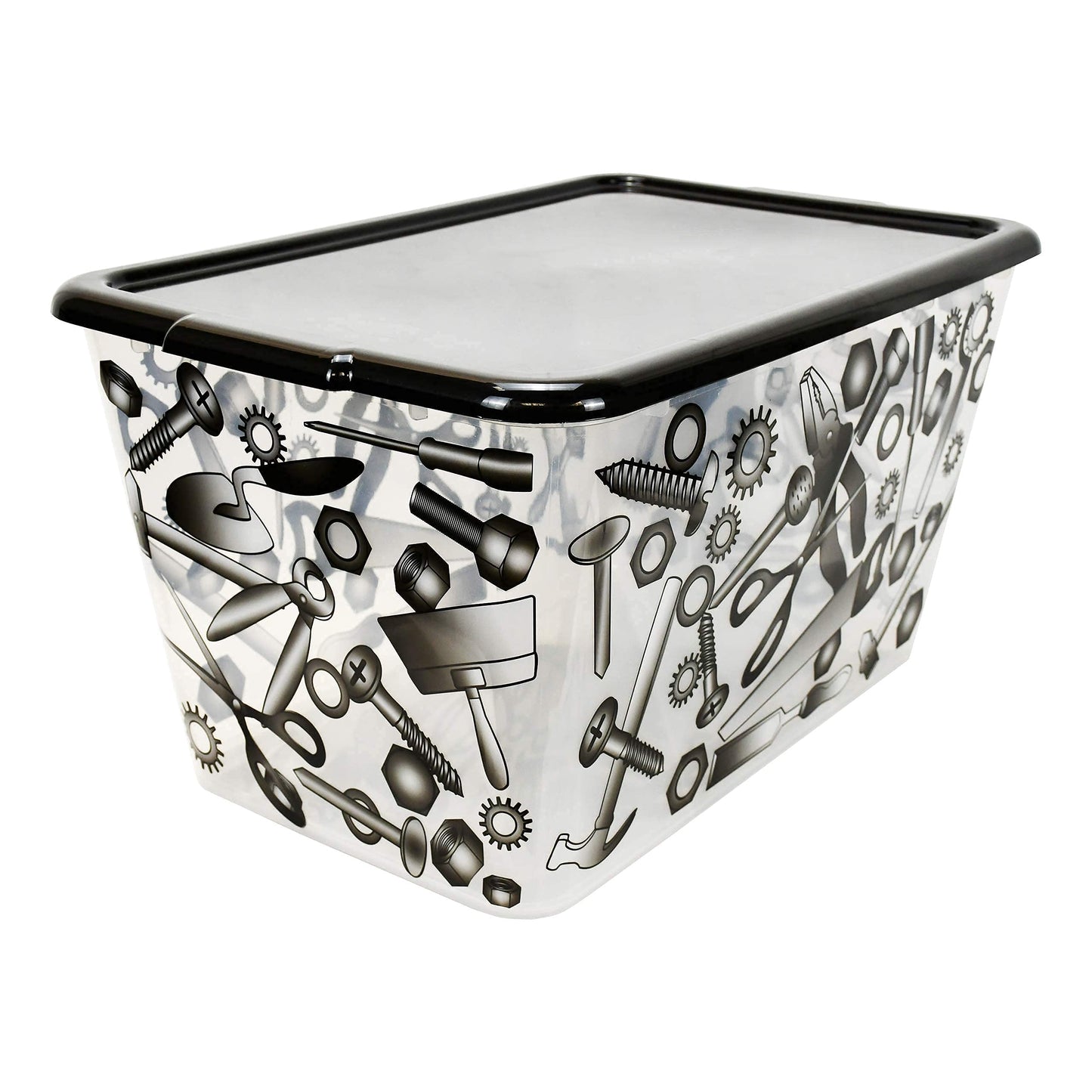 Simplykleen-14.5gal. Reusable Stacking Plastic Storage Containers with Lids, Tool Box (Pack of 4) Made in the USA