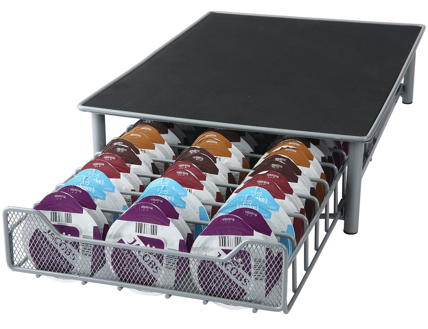 Coffee Pod Drawer, Capsules Storage Holder for 60 Tassimo Pods, Office Home or Kitchen, Black & Grey