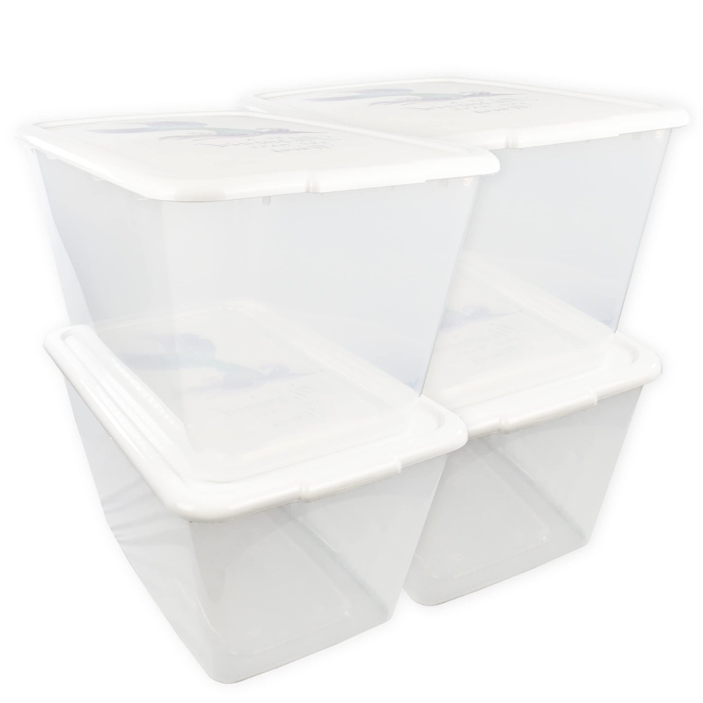 Simplykleen- 14.5gal. Reusable Stacking Clear Plastic Storage Containers with Mermaid Print Lids (Pack of 4)