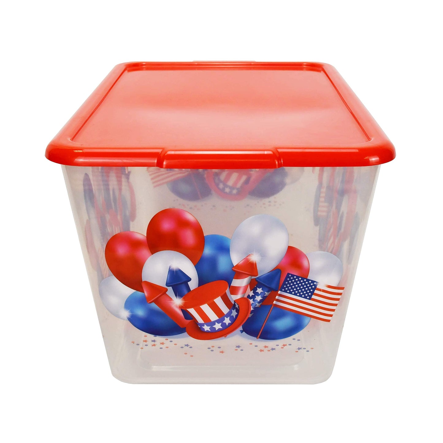 Simplykleen-14.5gal. USA 4th of July Storage Containers with Lids, Reusable Stacking Holiday Plastic Totes (Pack of 4) Made in the USA