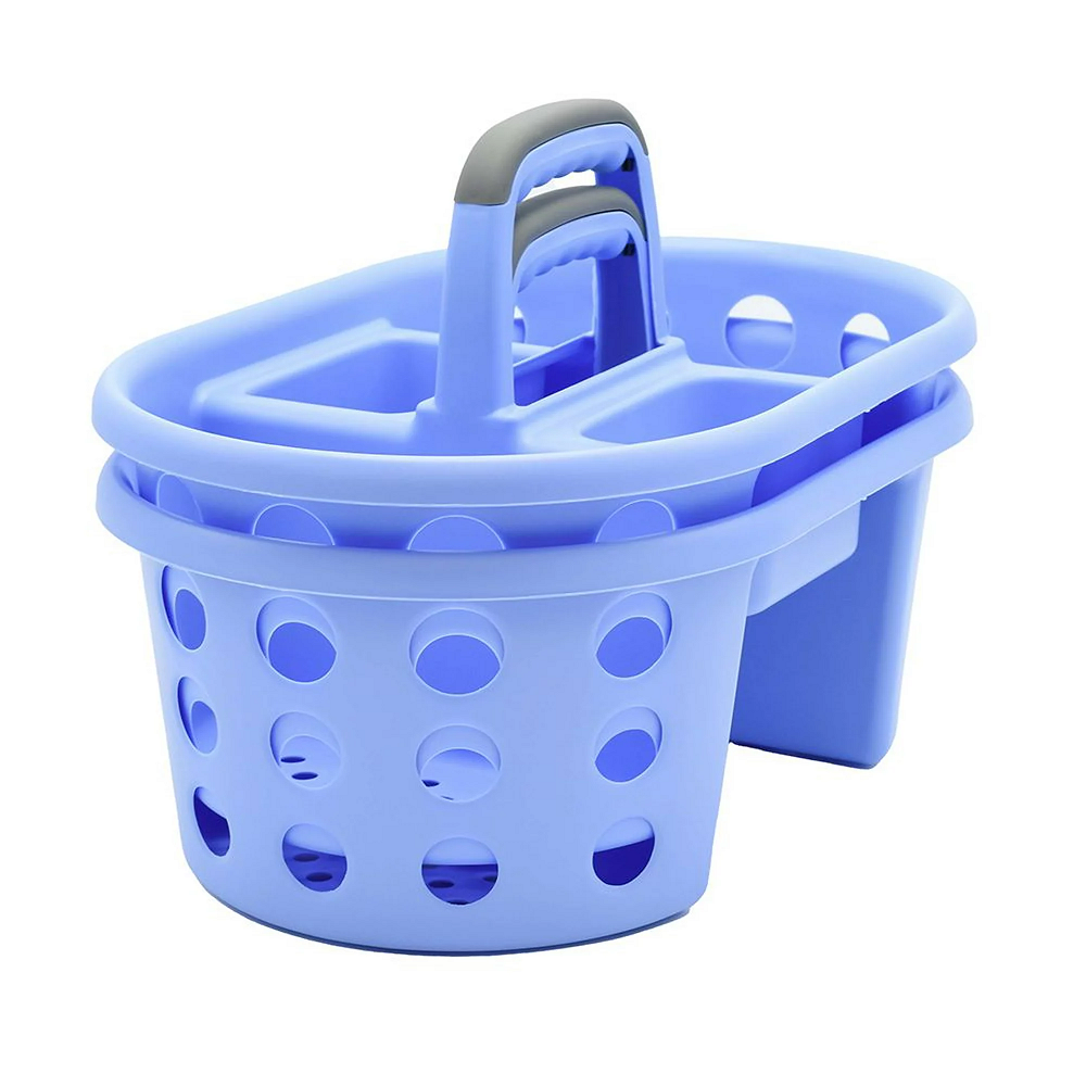 SIMPLYKLEEN 2-Pack Shower Caddy Basket Plastic Bath Caddy Organizer, Portable Divided Cleaning Supply Storage Organizer with Handle for College Dorm Bathroom - Green, Made in the USA