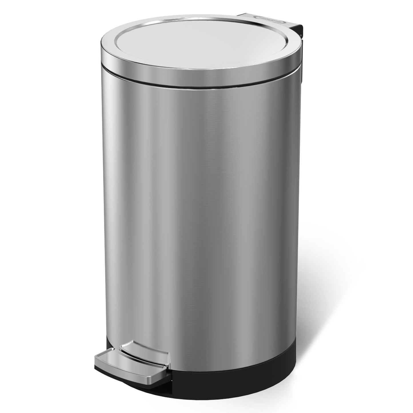 SimplyKleen Kleen-Fit 30L Round Stainless Steel Step Trash Can with Soft-Close Lid for Kitchen, Office & Home