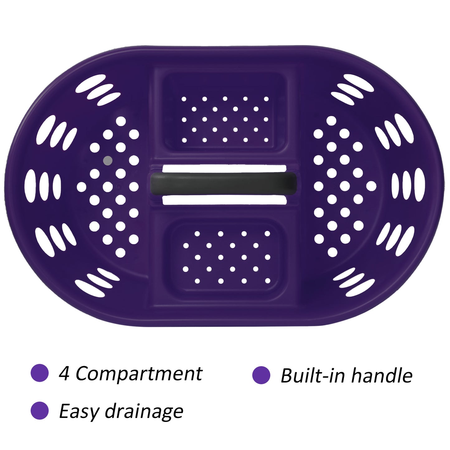 SimplyKleen Large Portable Storage Caddies, 2-Pack Purple Plastic Storage Baskets with Handles for Home, Kitchen, Bathroom & Dorm