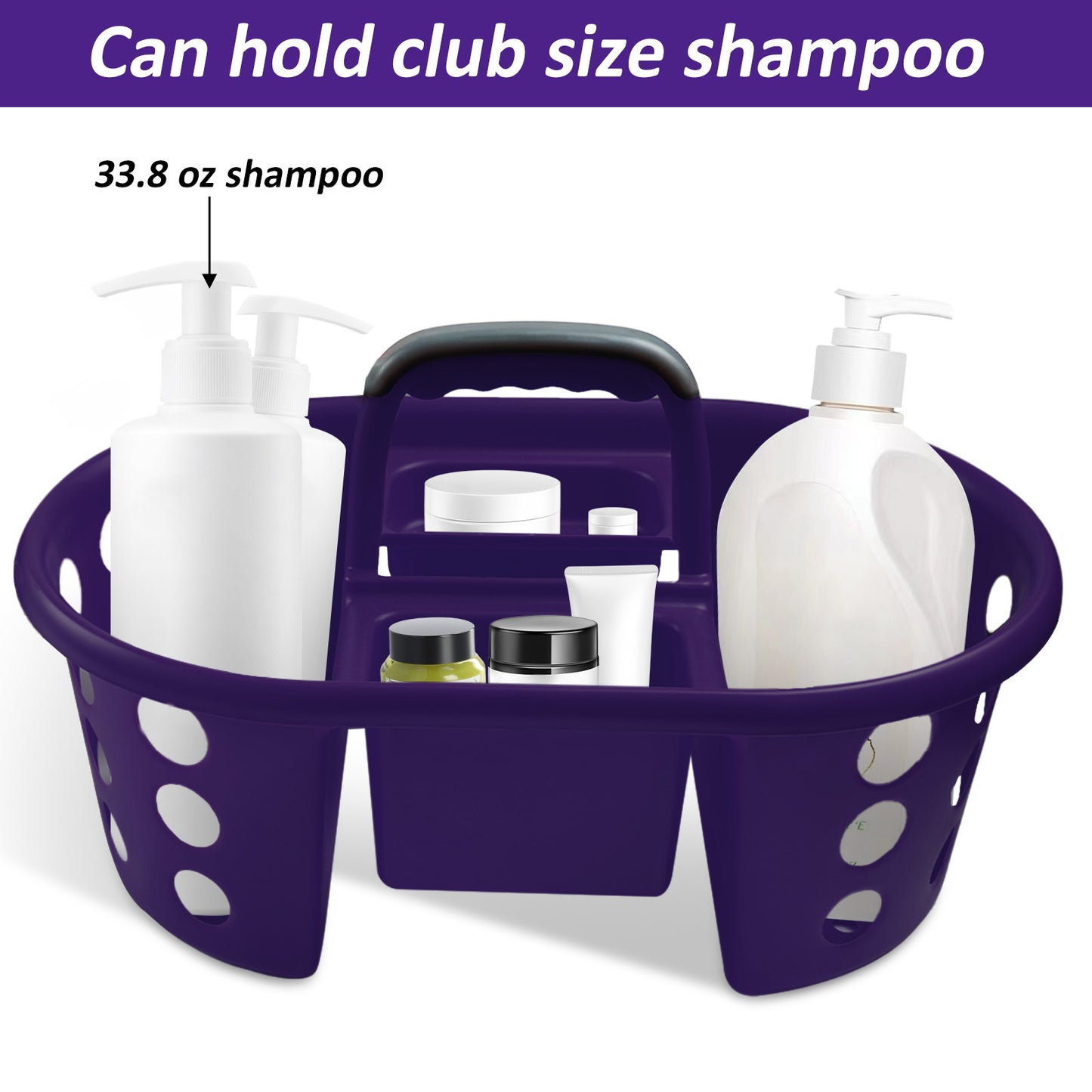 SimplyKleen Large Portable Storage Caddies, 2-Pack Purple Plastic Storage Baskets with Handles for Home, Kitchen, Bathroom & Dorm