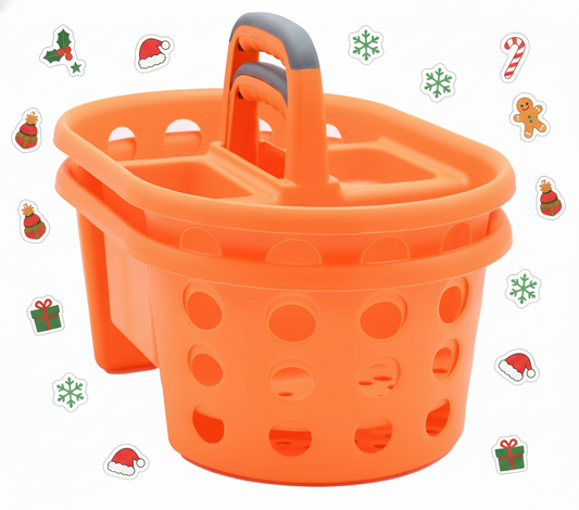 2-Pack Shower Caddy Basket Plastic Bath Caddy Organizer, Portable Divided Cleaning Supply Storage Organizer with Handle for College Dorm Bathroom - Orange, Made in the USA