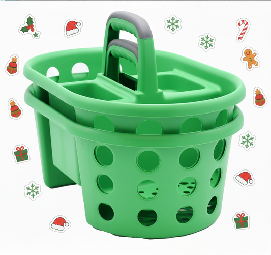 Shower Caddy with Handle 2-Pack Plastic Bathroom Storage Organizer, Green Made in the USA