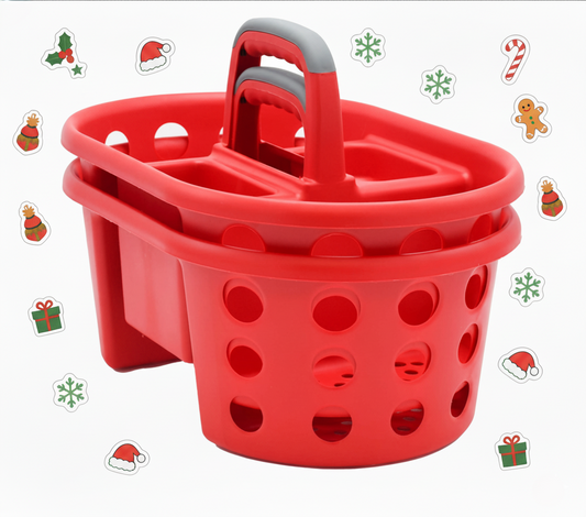 Shower Caddy with Handle 2-Pack Plastic Bathroom Storage Organizer, Red  Made in the USA