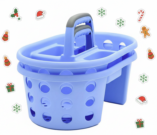 SIMPLYKLEEN 2-Pack Shower Caddy Basket Plastic Bath Caddy Organizer, Portable Divided Cleaning Supply Storage Organizer with Handle for College Dorm Bathroom - Green, Made in the USA