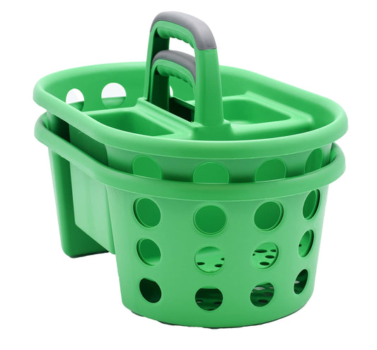 Shower Caddy with Handle 2-Pack Plastic Bathroom Storage Organizer, Green Made in the USA