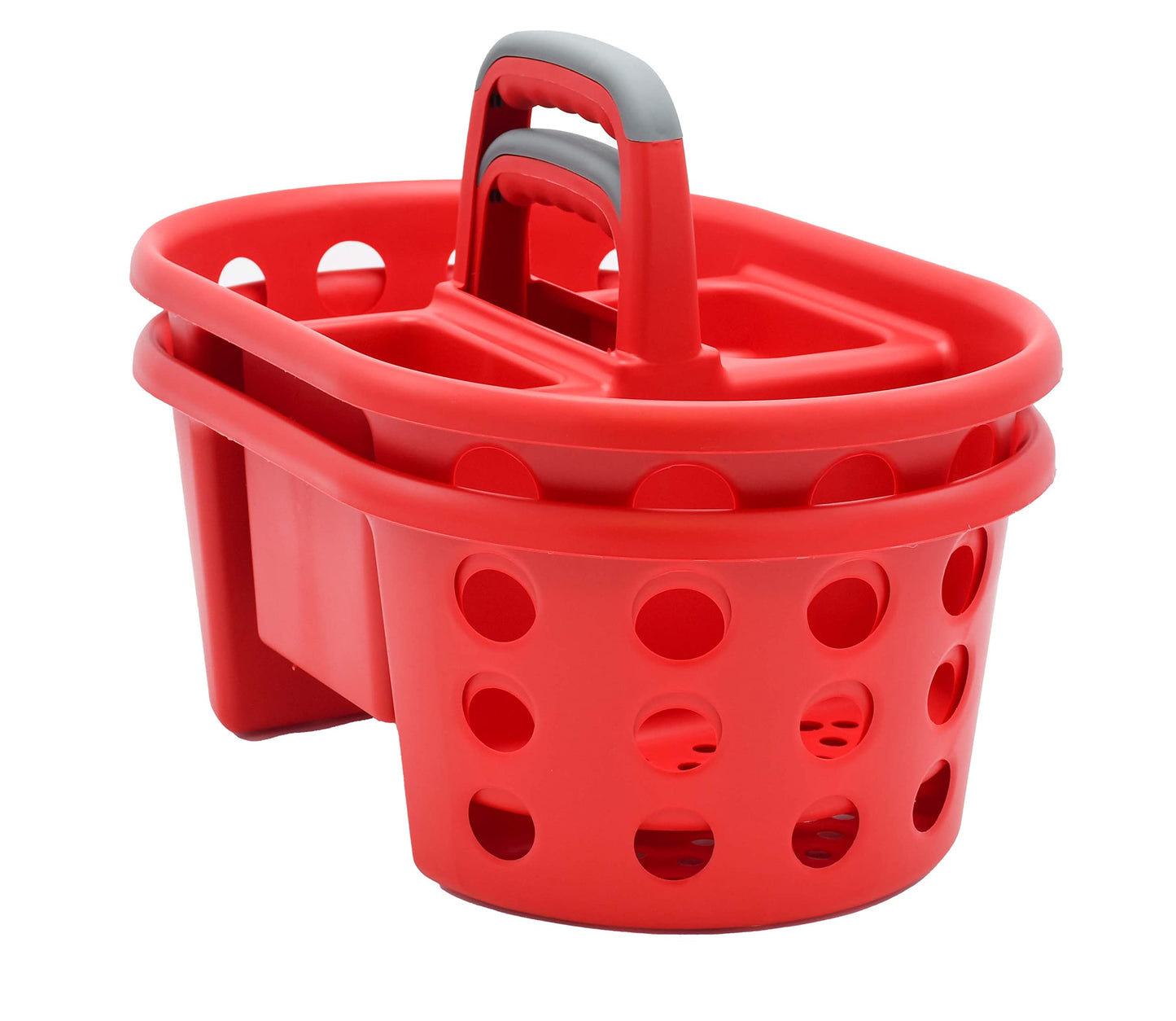 Shower Caddy with Handle 2-Pack Plastic Bathroom Storage Organizer, Red  Made in the USA