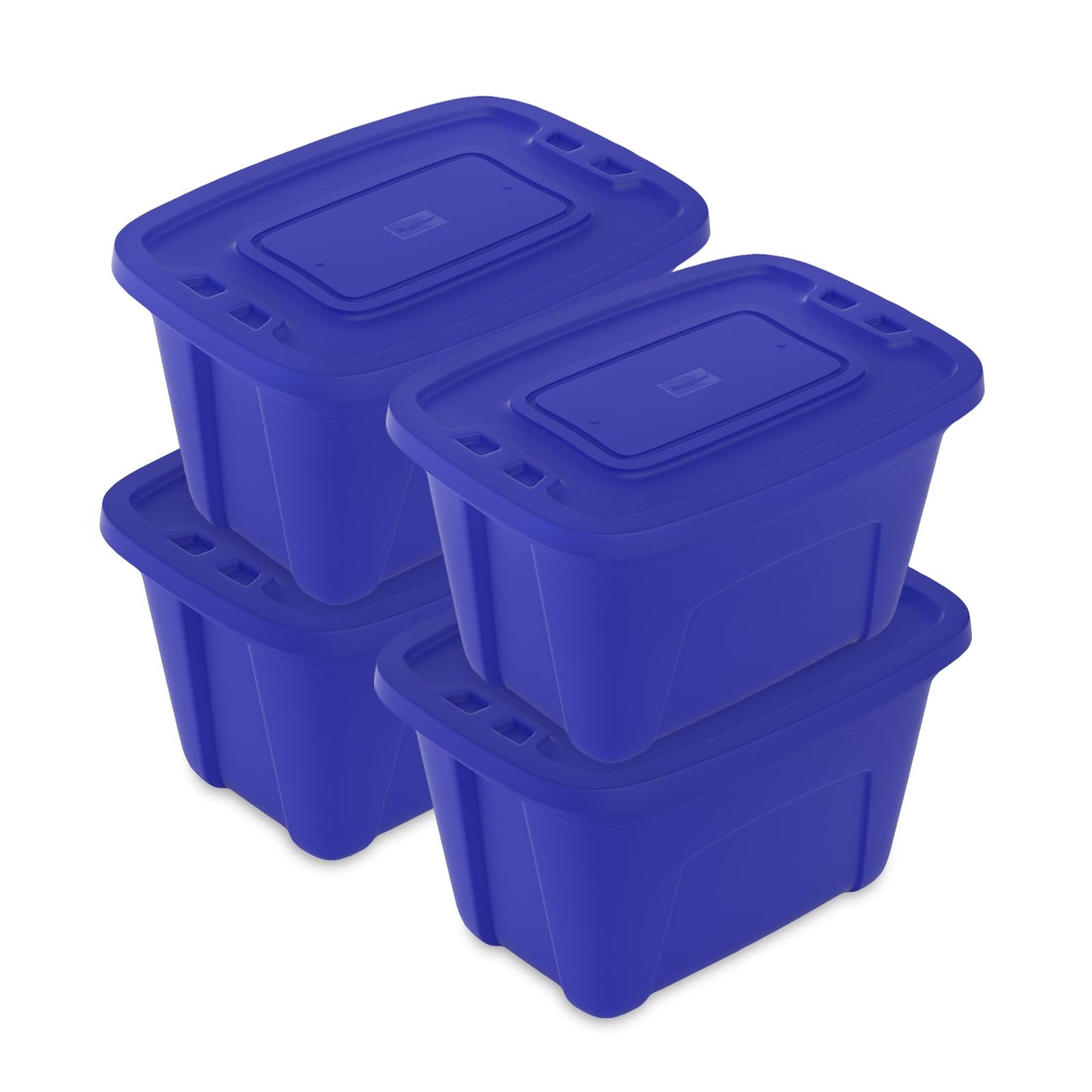18Gal 72Qt Plastic Storage Containers Bins with Lids, Stackable Storage Bins, Nestable Organizer, Plastic Storage Totes for Christmas Holiday, Made in the USA (Blue, 4 Packs)