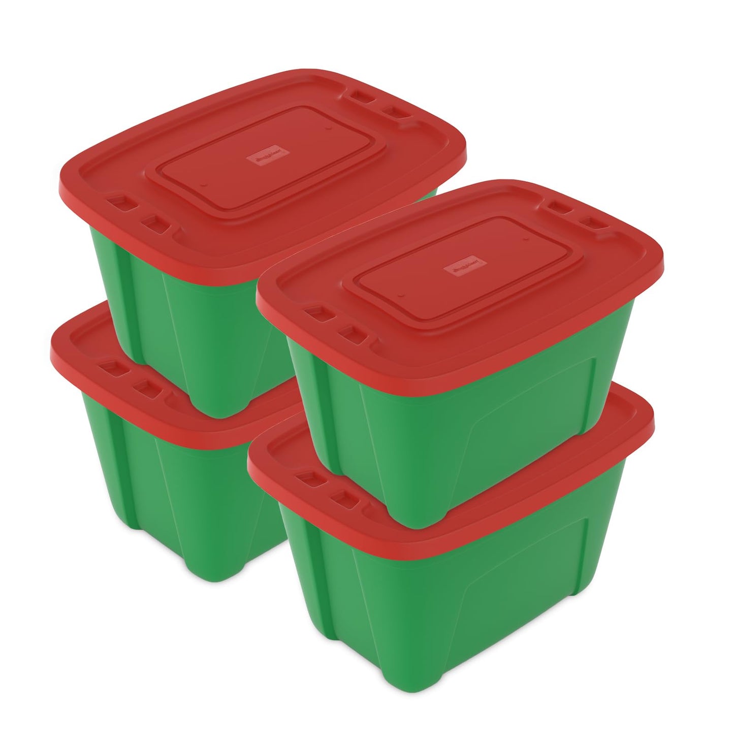 Simplykleen-4-Pack Christmas Storage Totes with Lids (Red/Green), 18-Gallon (72-Quart) Organization Bins, 25.50" x 17.00" x 15.25", Holiday Organizer, Plastic Storage Container Nearly Unbreakable  Made in the USA