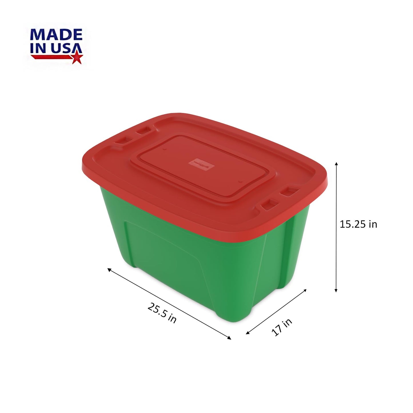 Simplykleen-4-Pack Christmas Storage Totes with Lids (Red/Green), 18-Gallon (72-Quart) Organization Bins, 25.50" x 17.00" x 15.25", Holiday Organizer, Plastic Storage Container Nearly Unbreakable  Made in the USA