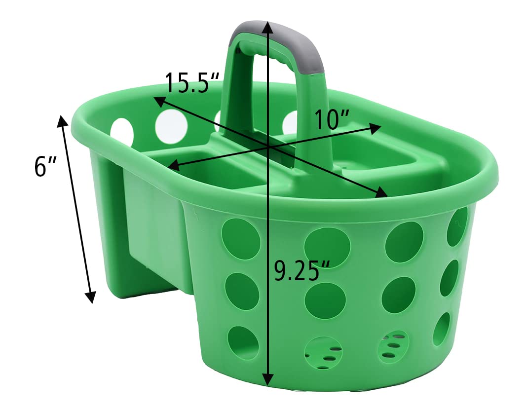 Shower Caddy with Handle 2-Pack Plastic Bathroom Storage Organizer, Green Made in the USA