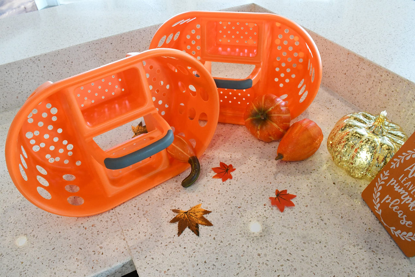 2-Pack Shower Caddy Basket Plastic Bath Caddy Organizer, Portable Divided Cleaning Supply Storage Organizer with Handle for College Dorm Bathroom - Orange, Made in the USA