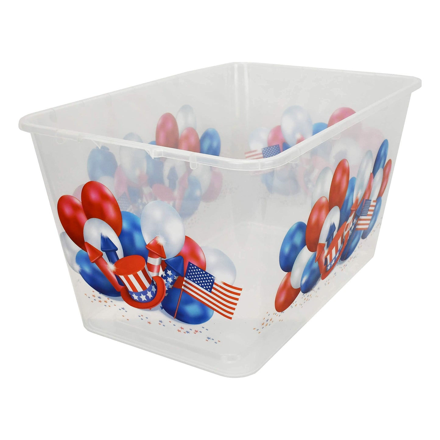 Simplykleen-14.5gal. USA 4th of July Storage Containers with Lids, Reusable Stacking Holiday Plastic Totes (Pack of 4) Made in the USA