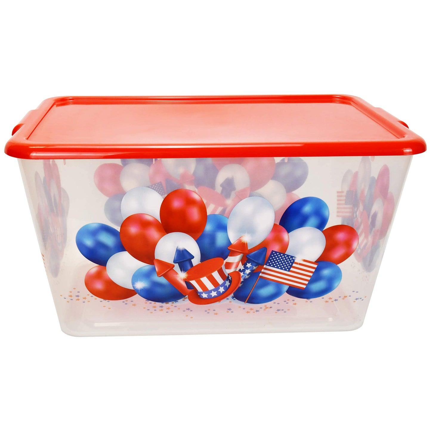Simplykleen-14.5gal. USA 4th of July Storage Containers with Lids, Reusable Stacking Holiday Plastic Totes (Pack of 4) Made in the USA