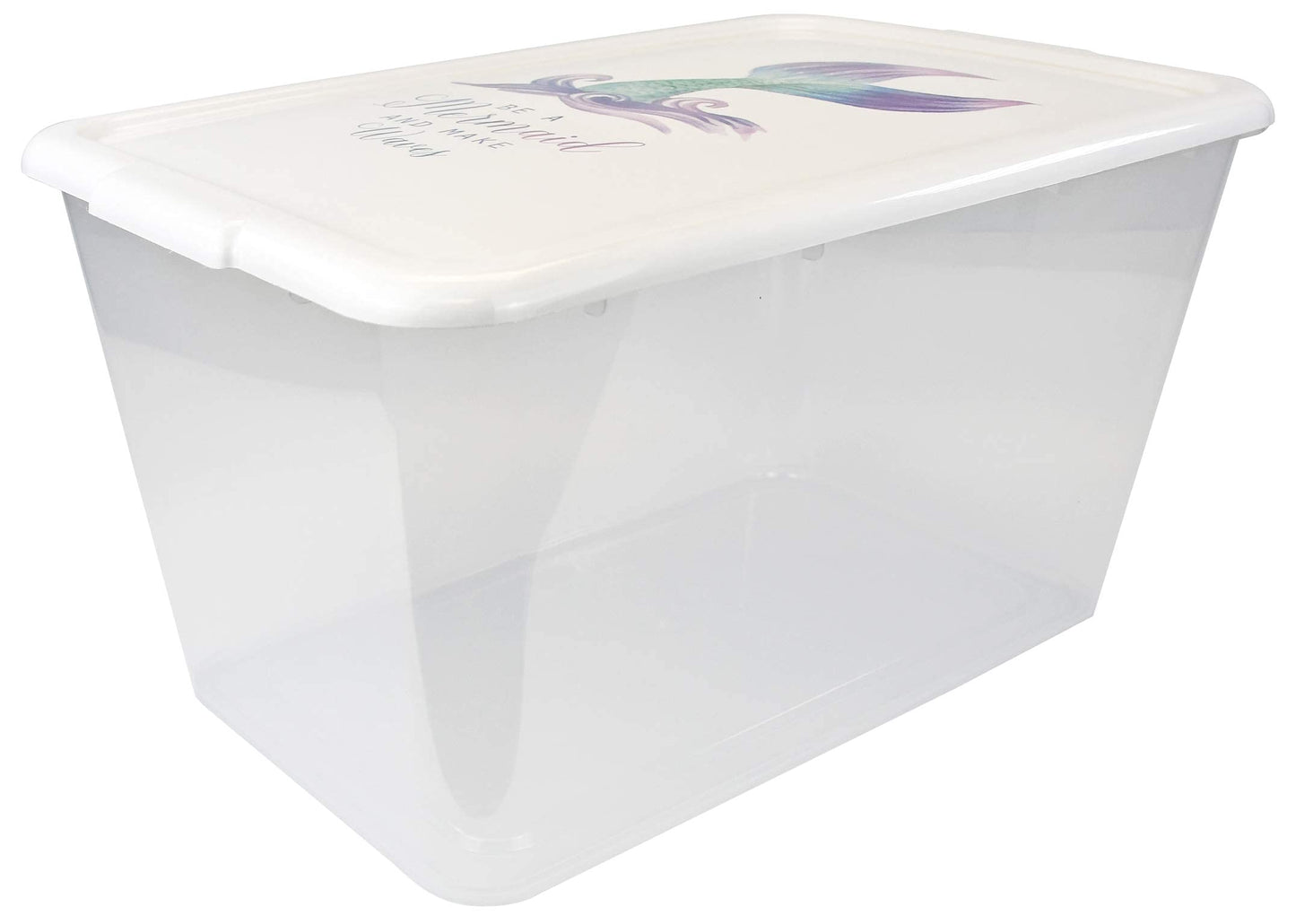 Simplykleen- 14.5gal. Reusable Stacking Clear Plastic Storage Containers with Mermaid Print Lids (Pack of 4)